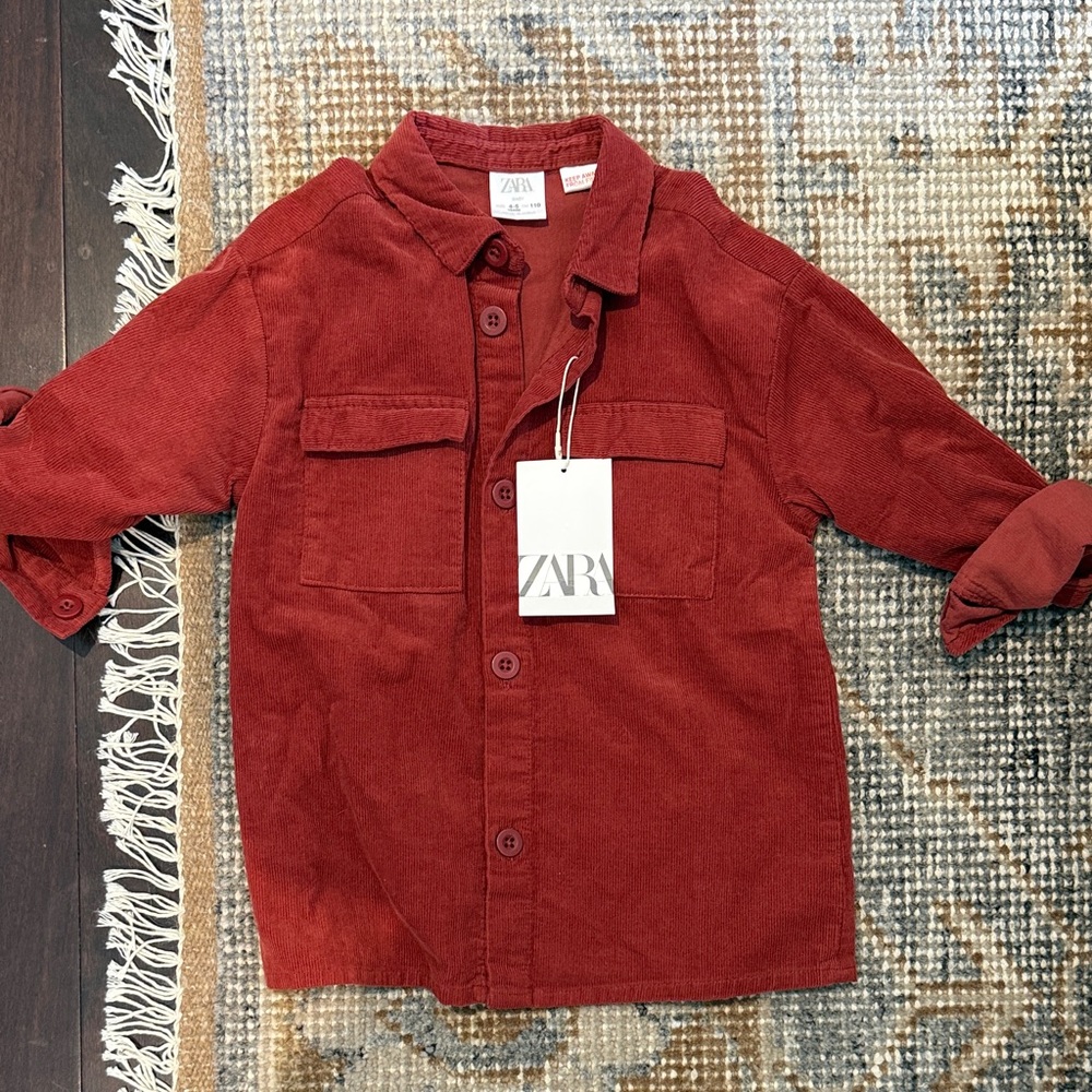 Zara Deep Red Corduroy Shirt size 4-5